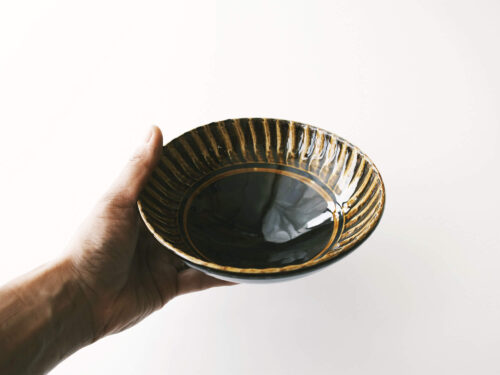 5寸鉢（ハケ・アメ）小石原焼／鬼丸豊喜窯