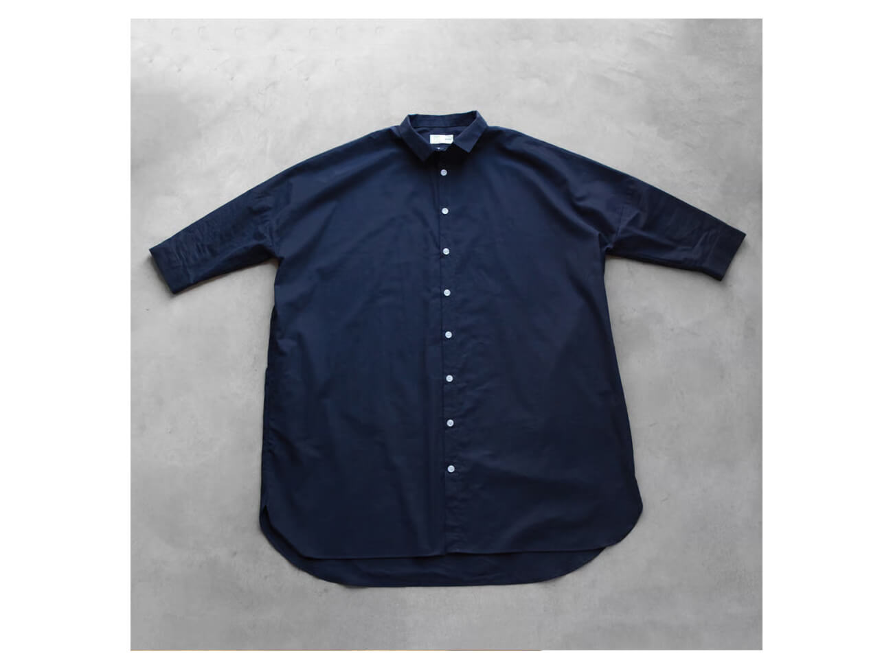 やわらかコットン/ロングシャツ 004/ダークネイビー(ユニセックス)/HUIS