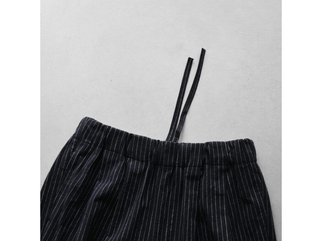 シーチングコットン/ワイドパンツ 504/ブラックストライプ(ユニセックス)/HUIS