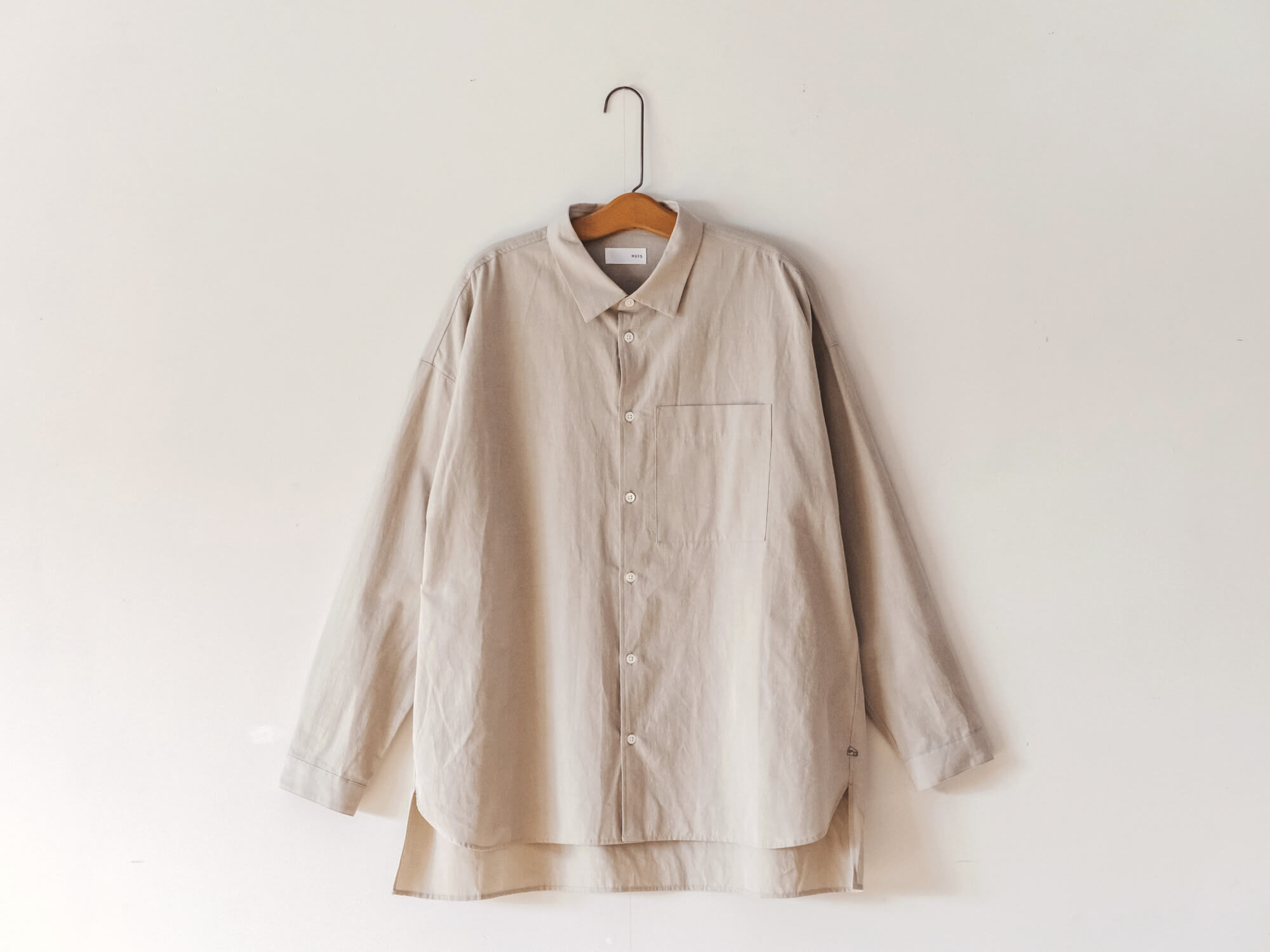 ギザコットンヘンプ／オーバーシャツ 018L／ナチュラルグレー（ユニセックス）／HUIS