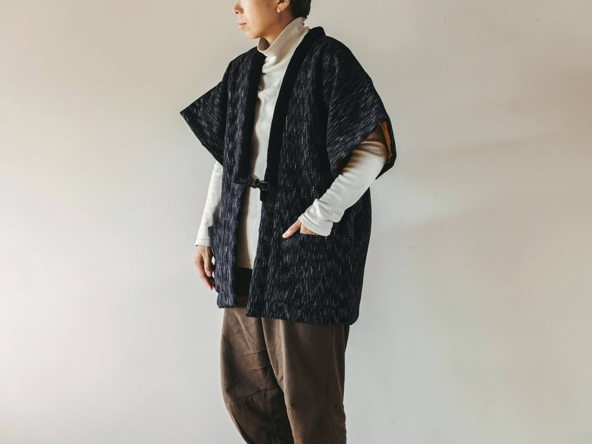 深々やっこ(奴)/半袖はんてん(伴天・半纏・袢天)/別注オリジナル/ユニセックス・フリーサイズ/宮田織物